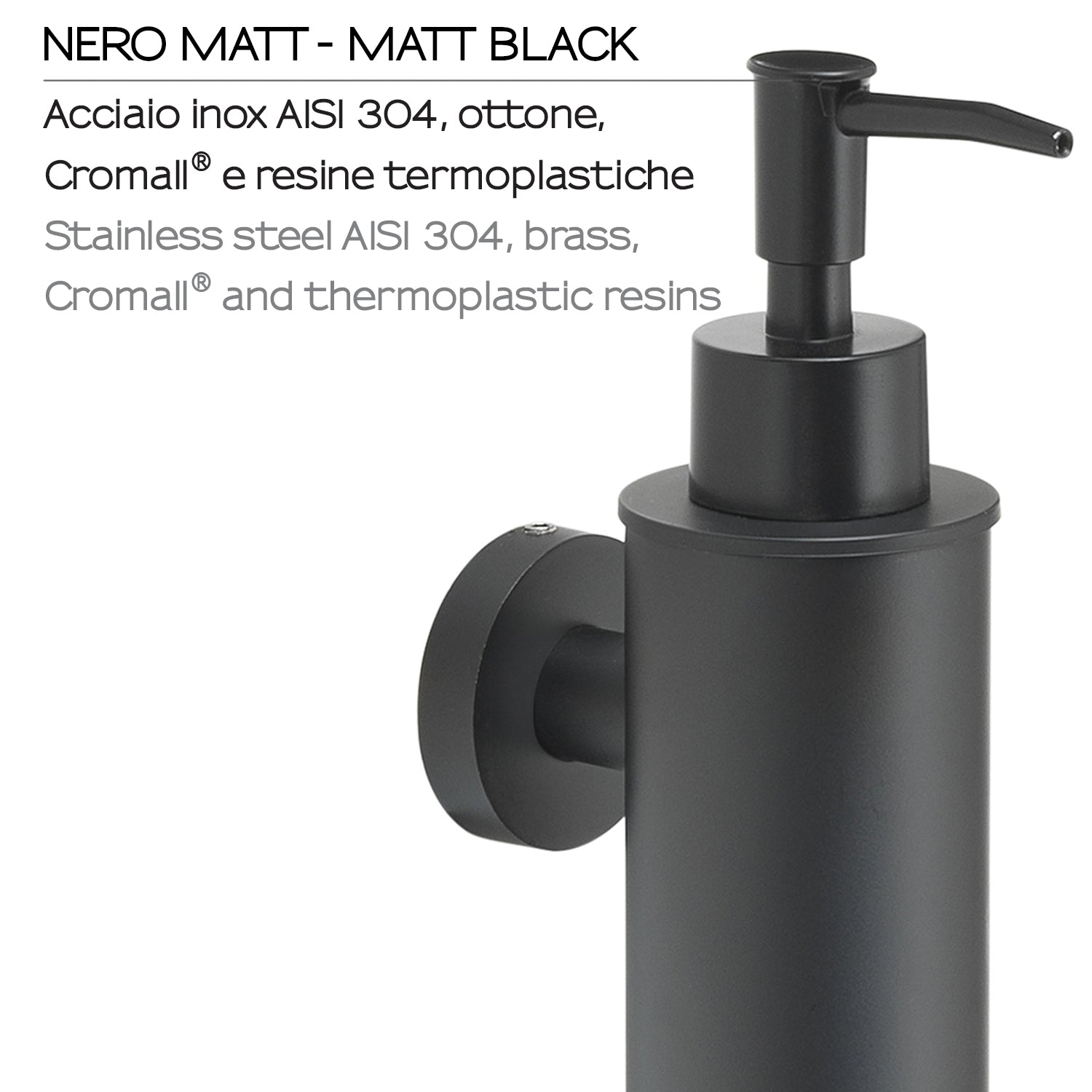 Dosasapone tondo modello Seal di Gedy in Acciaio Inox AISI 304 - Nero Matt by CeramicStore | Lo specialista del tuo bagno