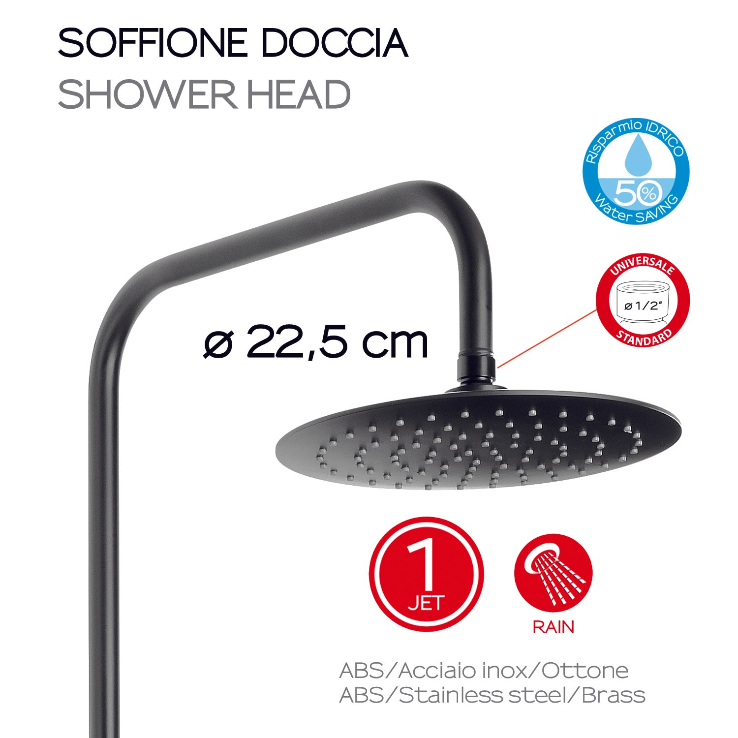 Colonna doccia estensibile, con soffione e doccetta serie Star Mix 03 by Gedy - Nero matt by CeramicStore | Lo specialista del tuo bagno
