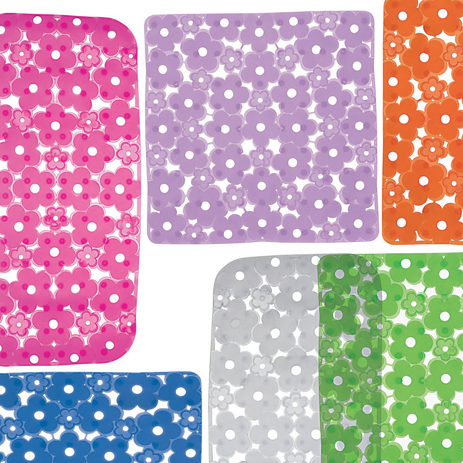Tappeto antiscivolo doccia 53x53 in PVC modello Margherita di Gedy - Fucsia by CeramicStore | Lo specialista del tuo bagno