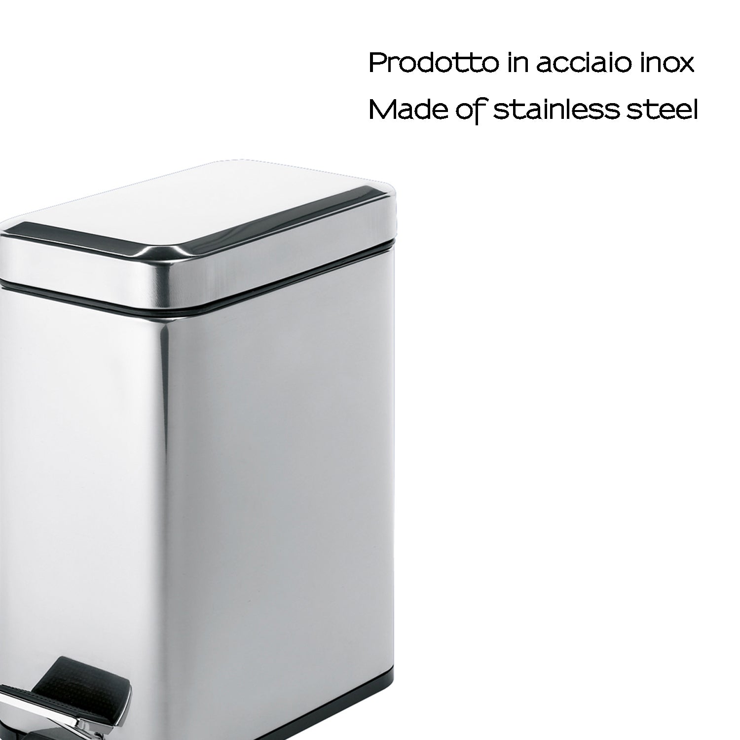 Portarifiuti rettangolare Gedy Argenta 5 lt. in acciaio inox cm 14x29,4x30 by CeramicStore | Lo specialista del tuo bagno