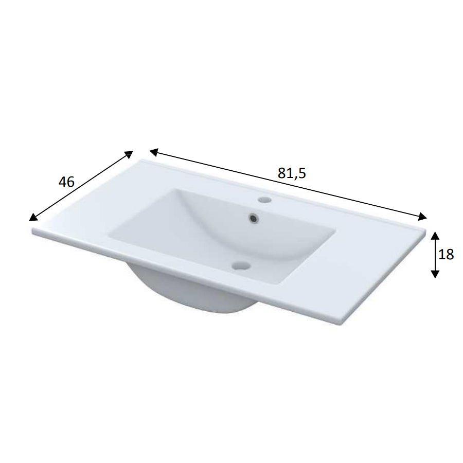 Mobile bagno Line 2 cassetti con lavabo e specchio color Rovere Alaska cm 80 by CeramicStore | Lo specialista del tuo bagno