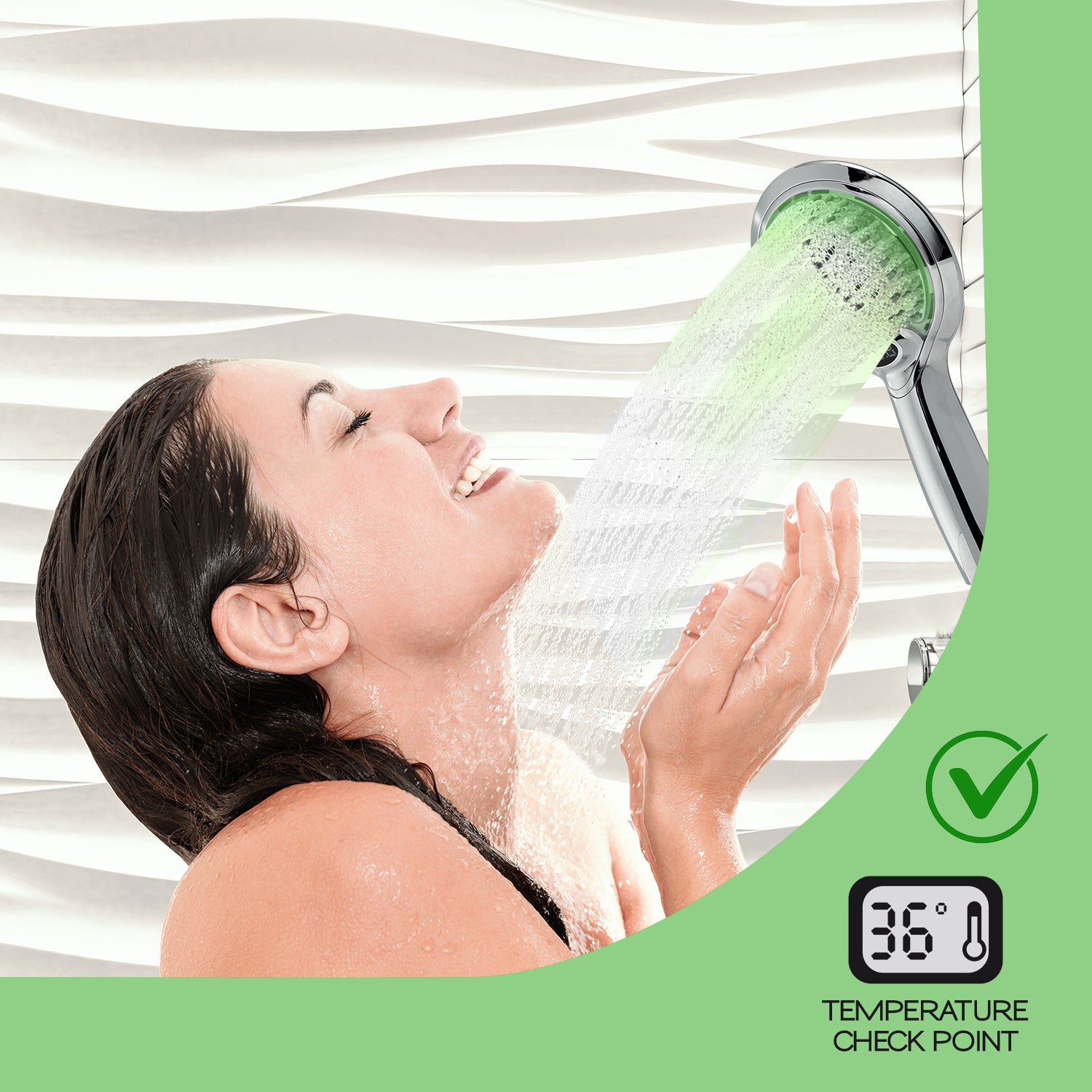 Doccetta 1 getto con led a tre colori e controllo temperatura modello Thermo Light 00 di Gedy - Cromato by CeramicStore | Lo specialista del tuo bagno