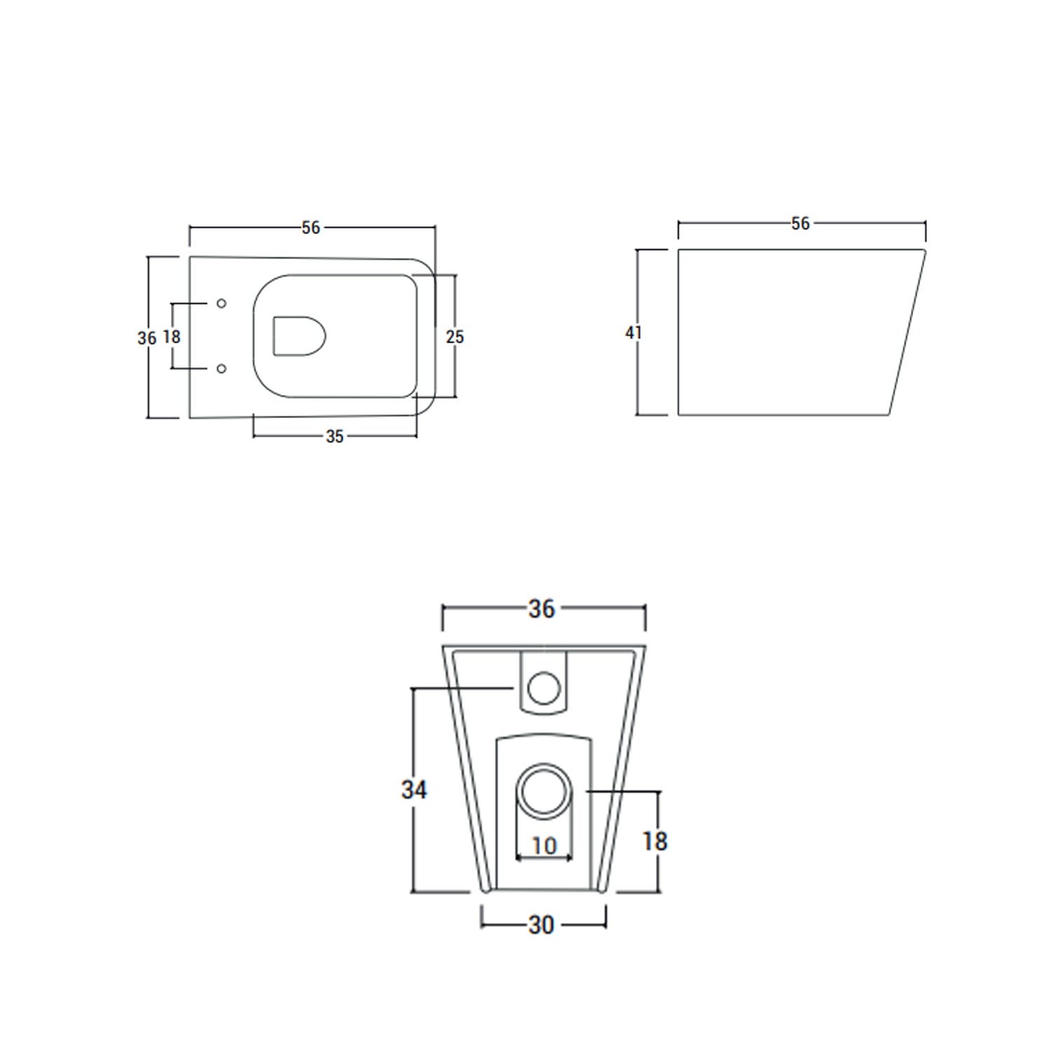 Sanitari filomuro senza brida con copriwater Soft Close BathCore serie Tela L 36 x P 56 x H 41 cm – Bianco lucido