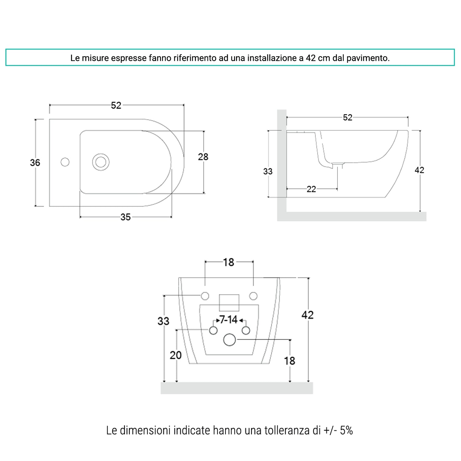Sanitari sospesi senza brida con Copriwater Soft Close BathCore serie Aria 52x37 - Bianco Lucido
