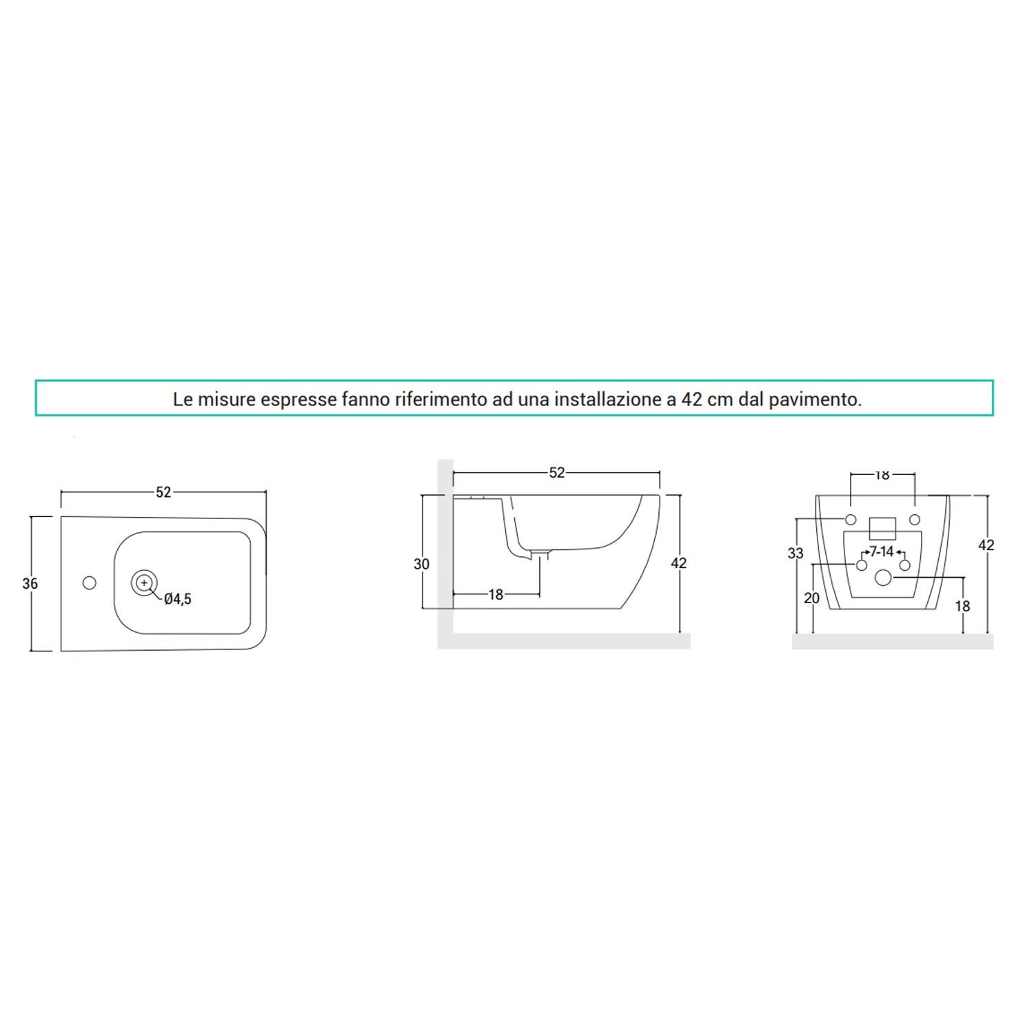 Sanitari filomuro senza brida con copriwater Soft Close BathCore serie Tela L 36 x P 52 x H 34 cm – Bianco lucido