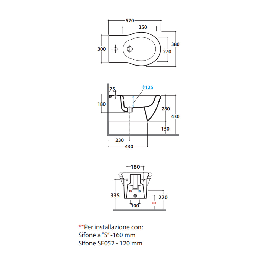Coppia sanitari sospesi Globo serie Paestum 57x38 cm con coprivaso soft close - Bianco