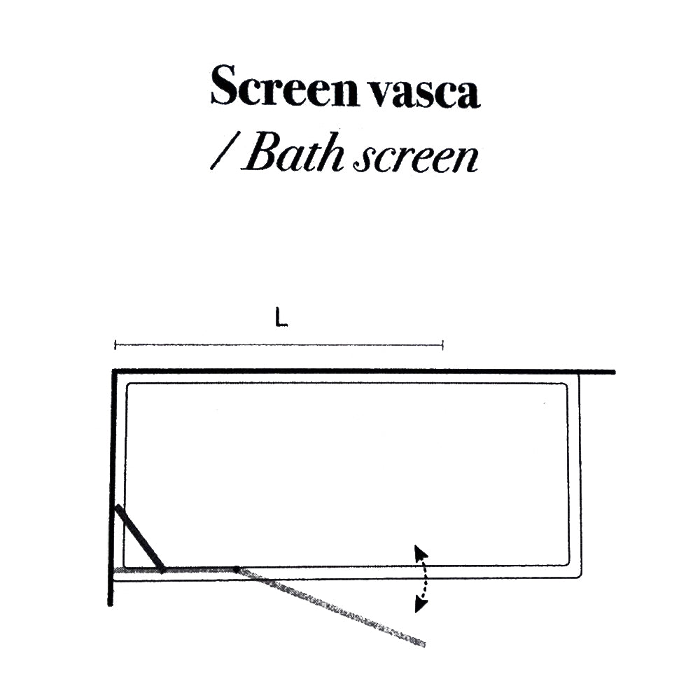 Parete Vasca a due pannelli cm 110 in cristallo trasparente da 6 mm temperato modello Rea di Vanita Docce by CeramicStore | Lo specialista del tuo bagno