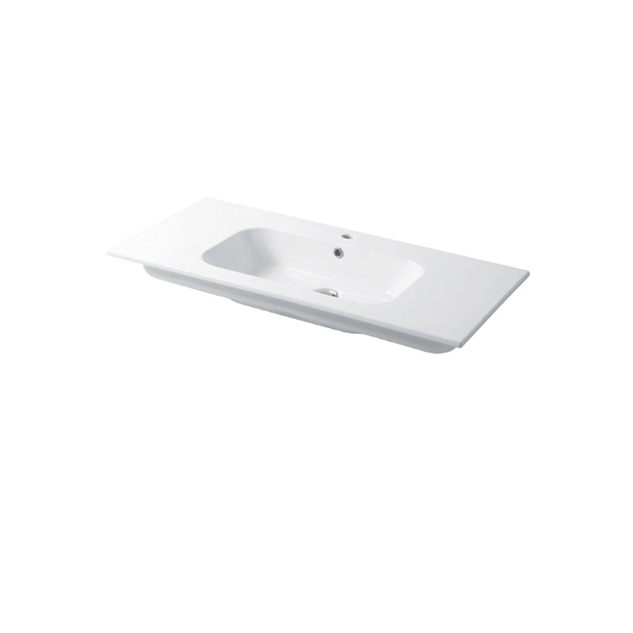 Lavabo a consolle in ceramica bianca lucida serie Qubo Square 51 Disegno-Ceramica 96cm by CeramicStore | Lo specialista del tuo bagno