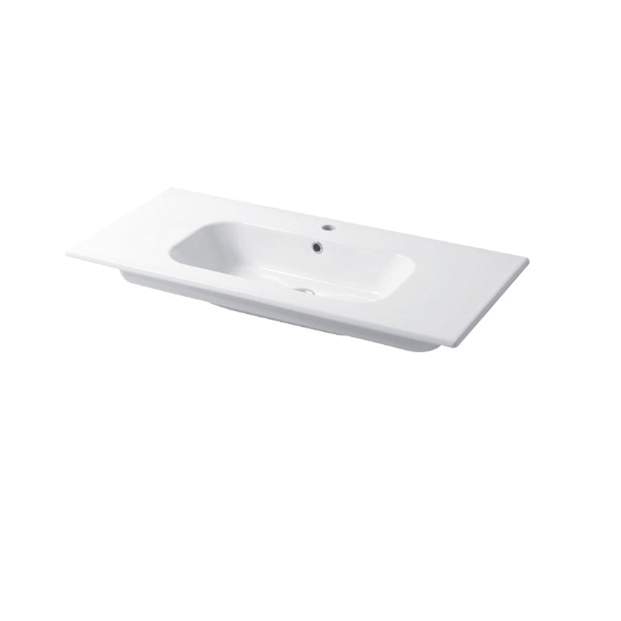 Lavabo a consolle in ceramica bianca lucida serie Qubo Square 51 Disegno-Ceramica 101cm by CeramicStore | Lo specialista del tuo bagno
