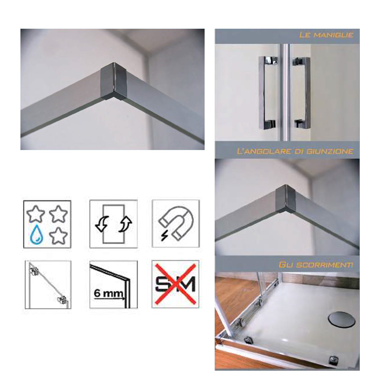 Box doccia Iconic cm 75x80 con apertura scorrevole angolare in Vetro anticalcare Smart Clean by CeramicStore | Lo specialista del tuo bagno