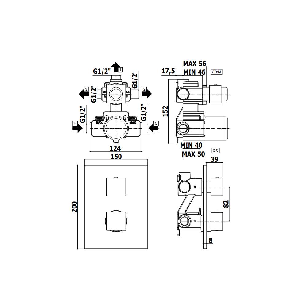 Miscelatore termostatico incasso doccia con 3 Uscite serie Level modello LEQ519CR/M cromato Paffoni by CeramicStore | Lo specialista del tuo bagno