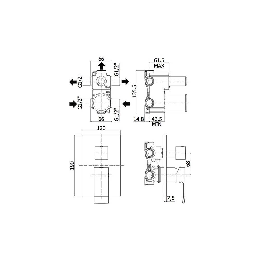 Miscelatore incasso doccia deviatore con 3 Uscite seria Level modello LES019CR/M cromo Paffoni by CeramicStore | Lo specialista del tuo bagno