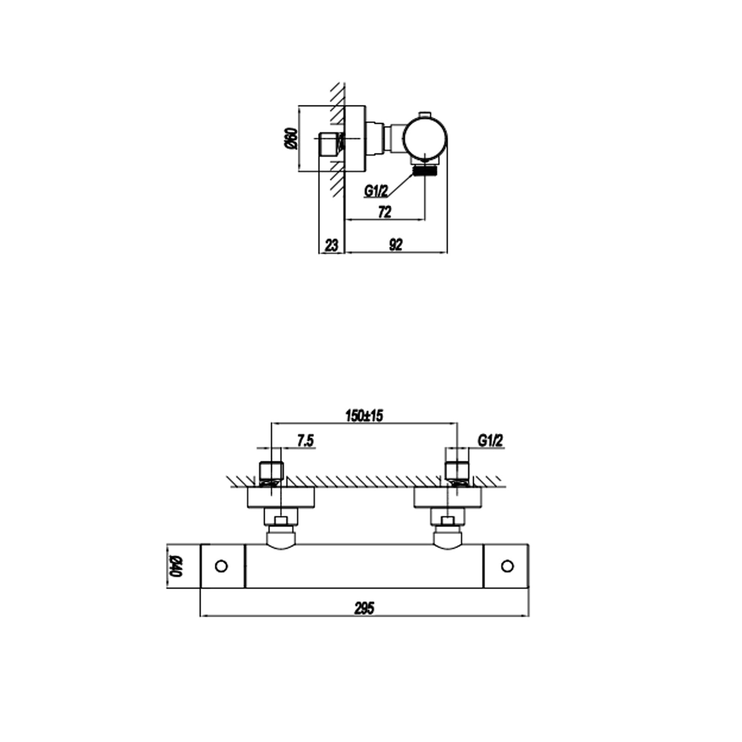 Miscelatore monocomando esterno termostatico per doccia RubiFlux serie Aria - Acciaio Satinato by CeramicStore | Lo specialista del tuo bagno