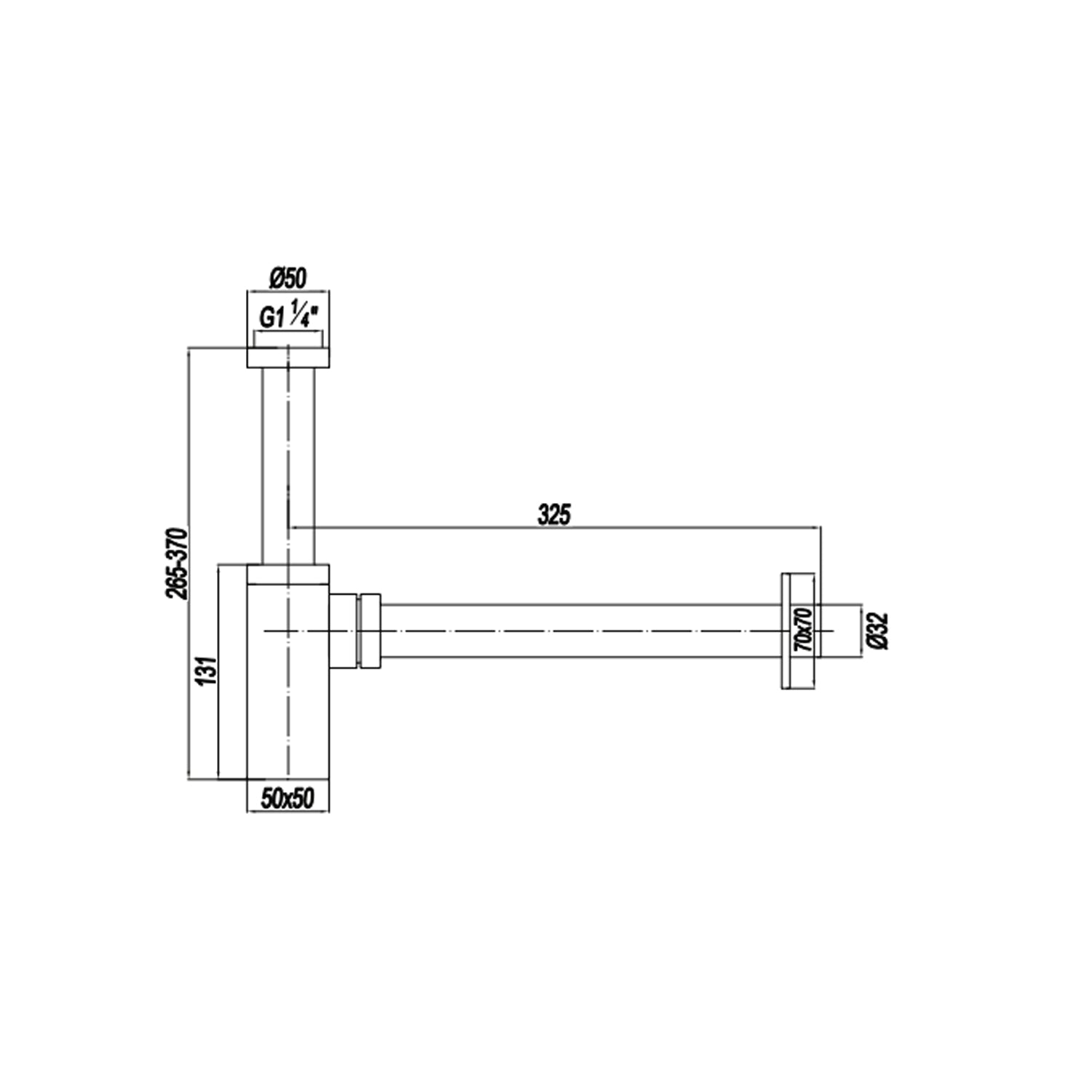 Sifone quadrato per lavabo RubiFlux serie Aria €“ Acciaio Satinato 316L by CeramicStore | Lo specialista del tuo bagno