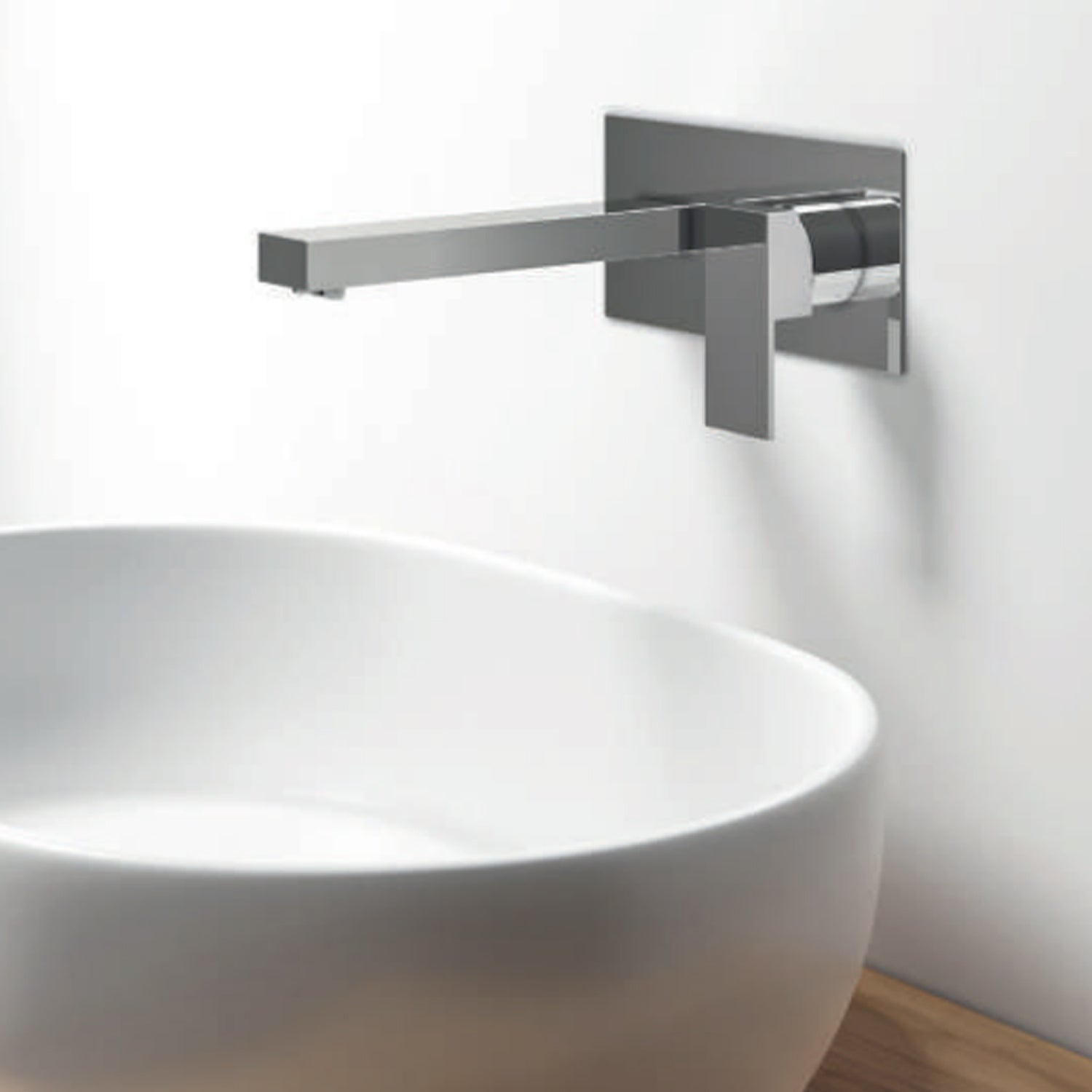 Miscelatore monocomando lavabo murale con piastra RubiFlux serie Rose canna 20 cm - Nero Opaco by CeramicStore | Lo specialista del tuo bagno
