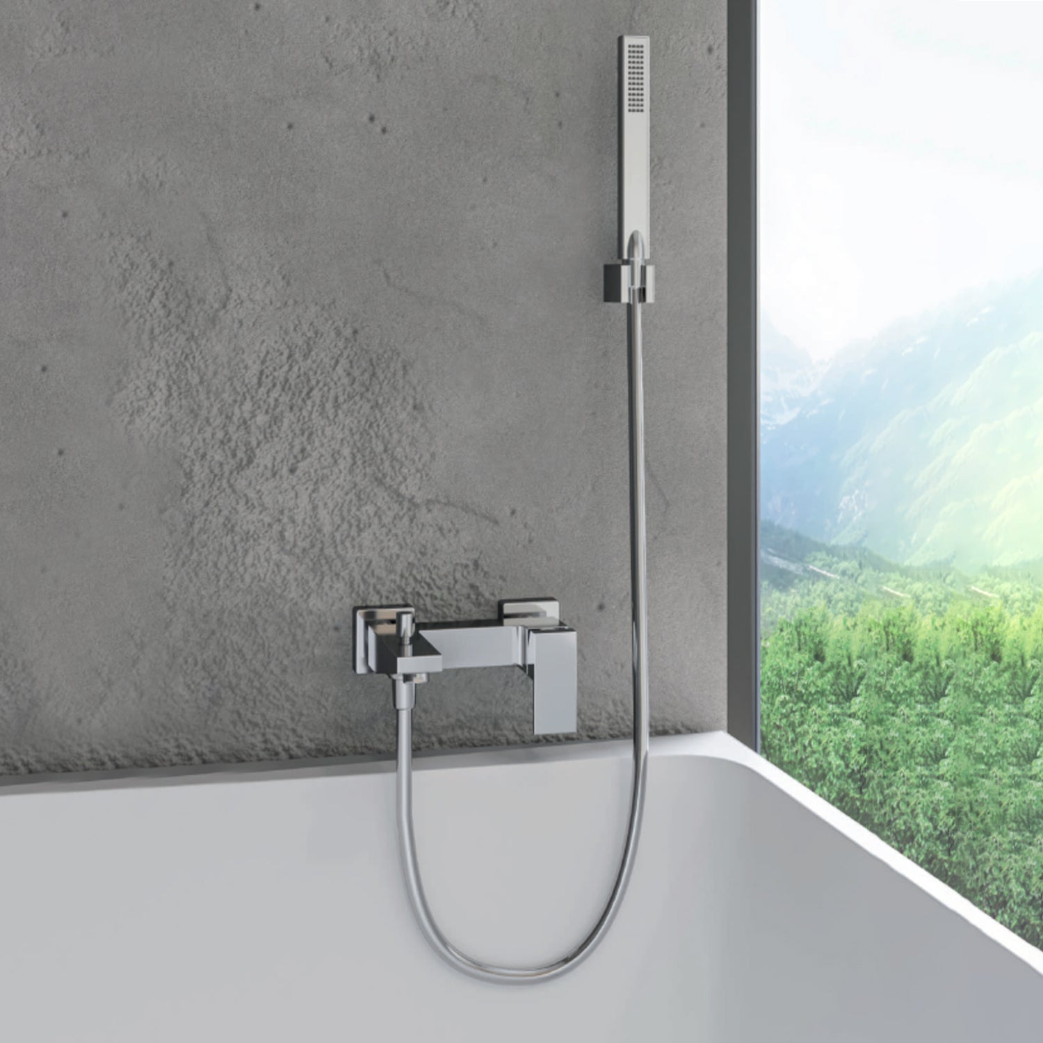 Miscelatore monocomando esterno per vasca con kit doccino RubiFlux serie Rose - Nero Opaco by CeramicStore | Lo specialista del tuo bagno