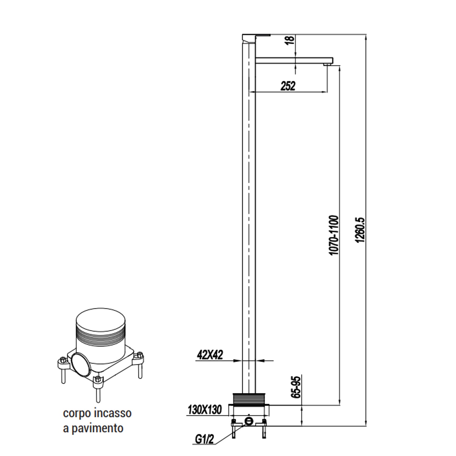 Miscelatore monocomando lavabo freestanding RubiFlux serie Rose - Cromo by CeramicStore | Lo specialista del tuo bagno