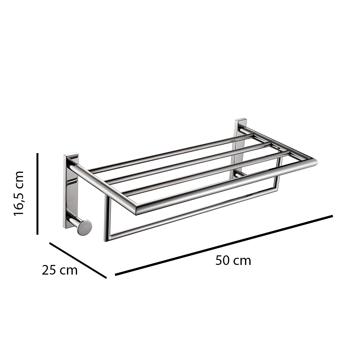 Mensola porta asciugamani L. 50 cm in Acciaio Inox AISI 304 Gedy serie Project - Lucido by CeramicStore | Lo specialista del tuo bagno
