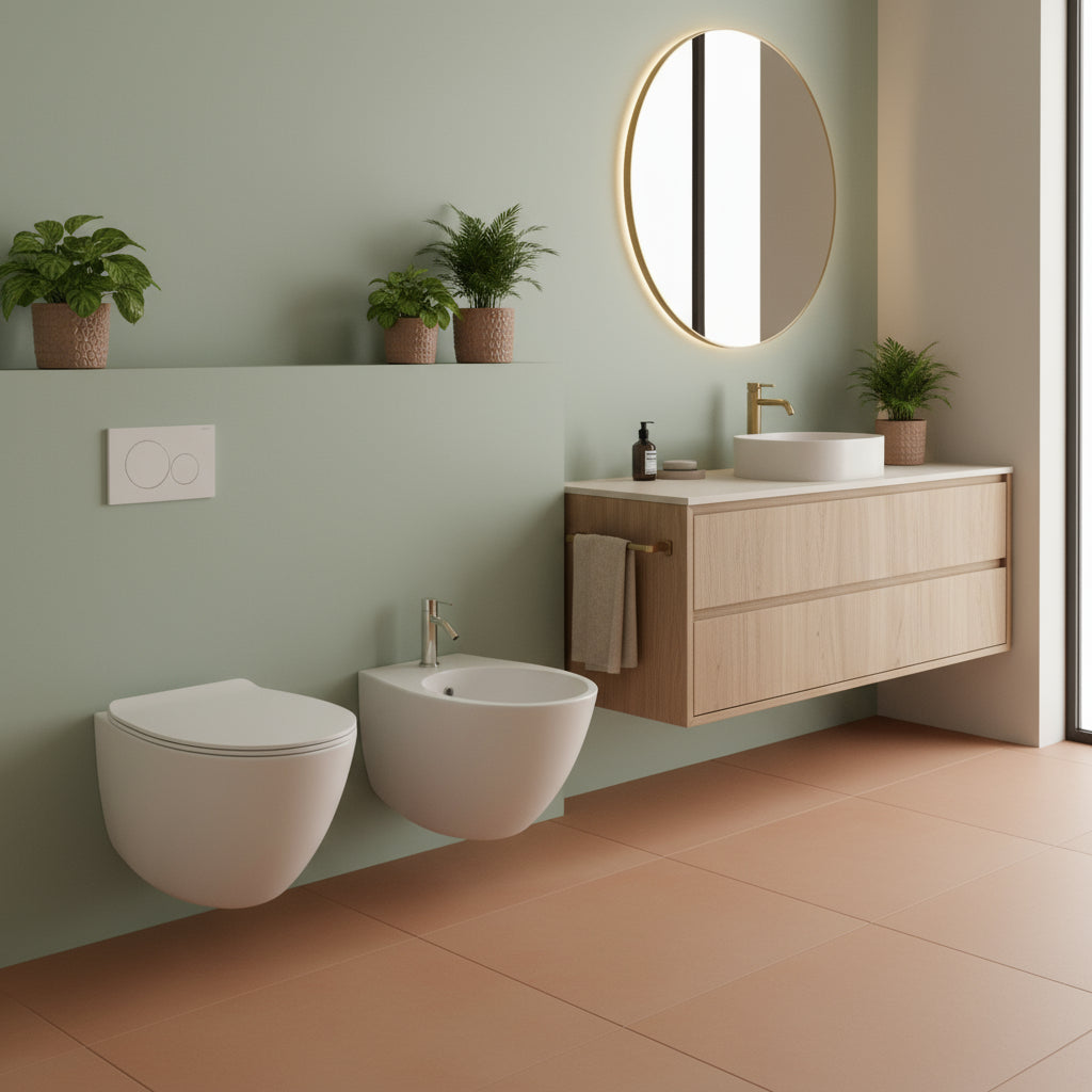 Coppia di sanitari sospesi con copriwater slim modello Gran Mascalzone cm 52- senza brida