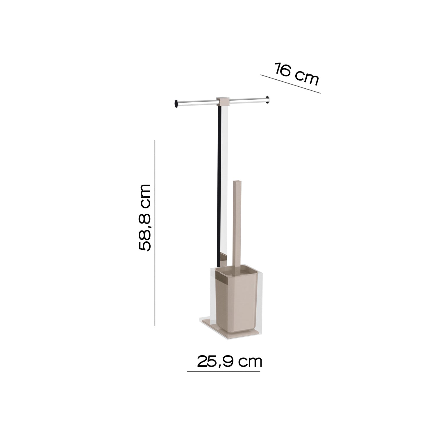 Piantana portarotolo e scopino wc in Acciaio Inox Gedy serie Rainbow - Trasparente/Tortora chiaro