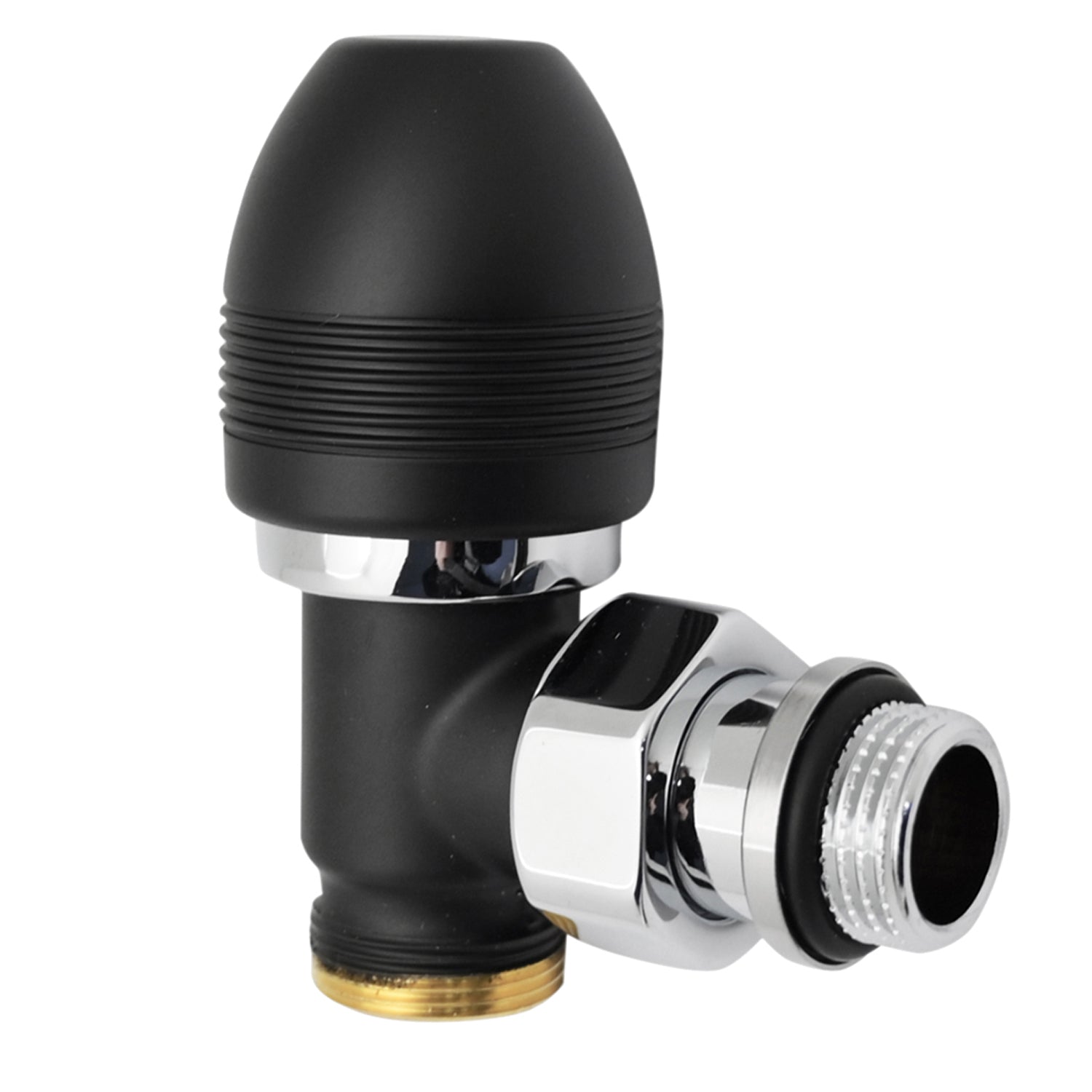 Kit valvola termostatizzabile e detentore a squadra 1/2" Modello Ovus Nero Opaco by CeramicStore | Lo specialista del tuo bagno