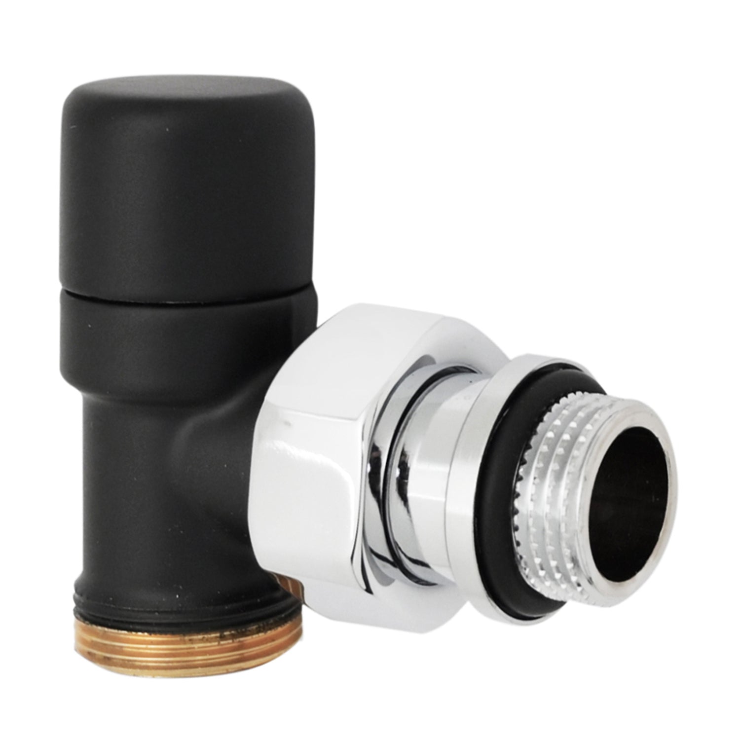 Kit valvola termostatizzabile e detentore a squadra 1/2" Modello Ovus Nero Opaco by CeramicStore | Lo specialista del tuo bagno
