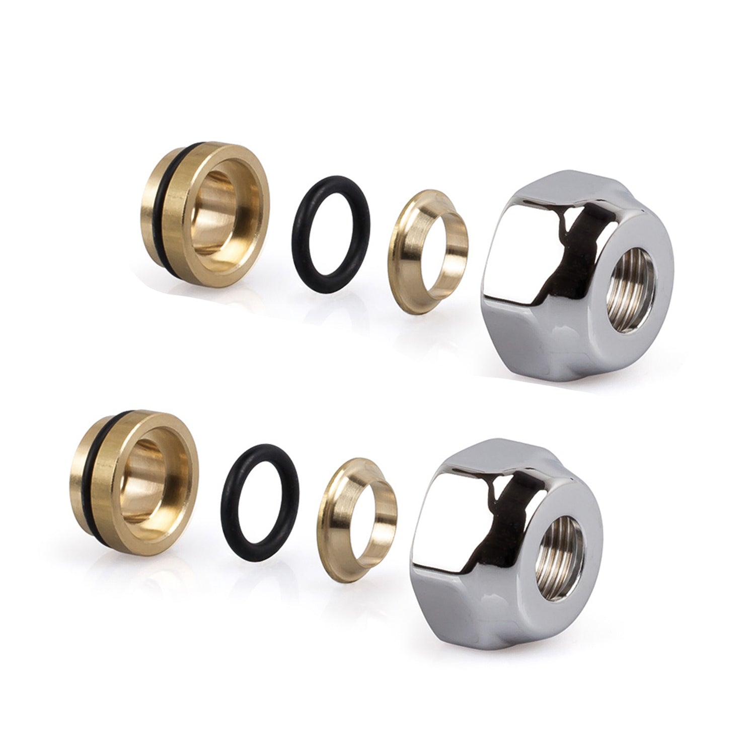 Kit 2 raccordi in ottone per tubo in rame con anelli di serraggio O-ring 12 mmx 24/19" by CeramicStore | Lo specialista del tuo bagno