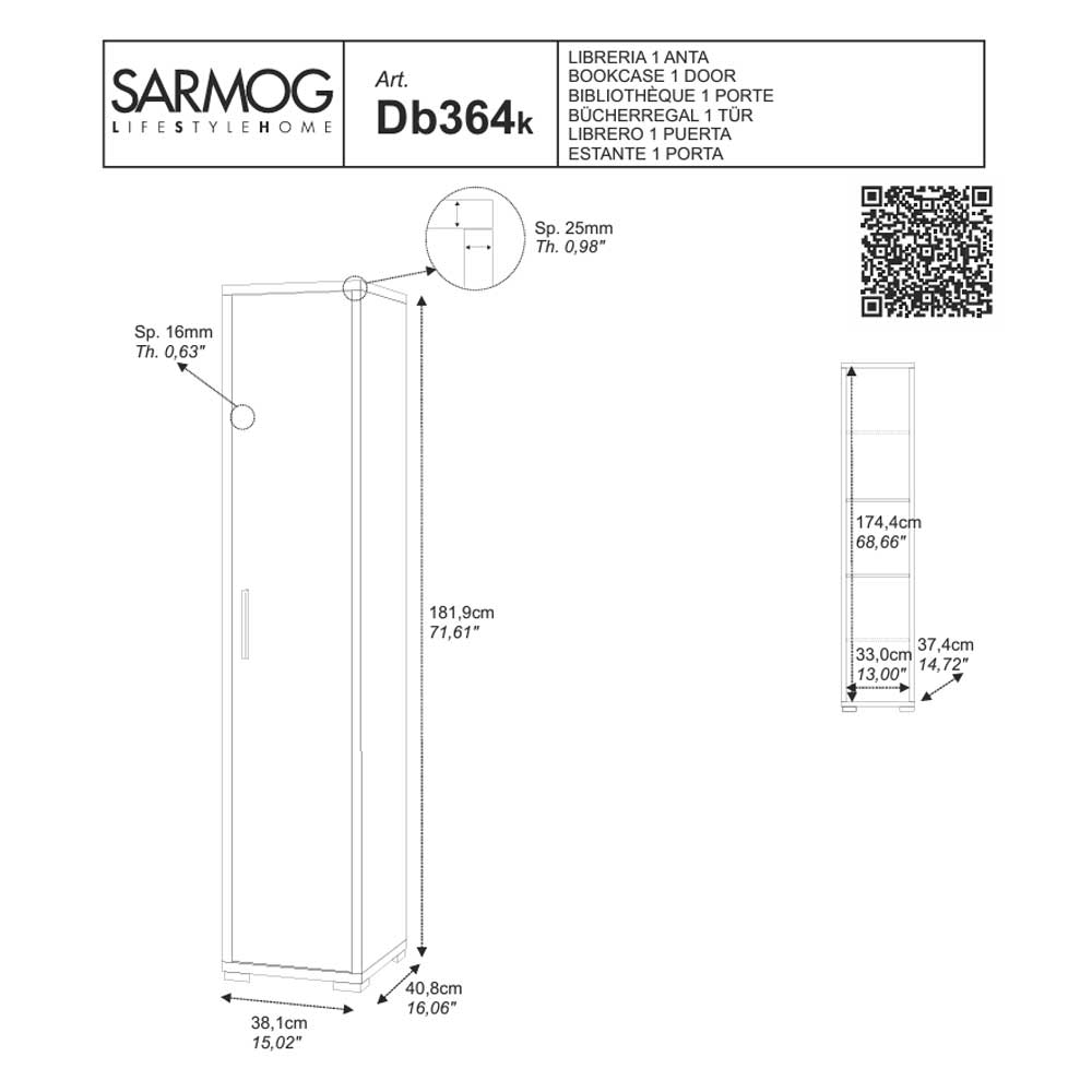Colonna Multiuso con 4 ripiani di cui 2 regolabili finitura Cemento by Sarmog by CeramicStore | Lo specialista del tuo bagno