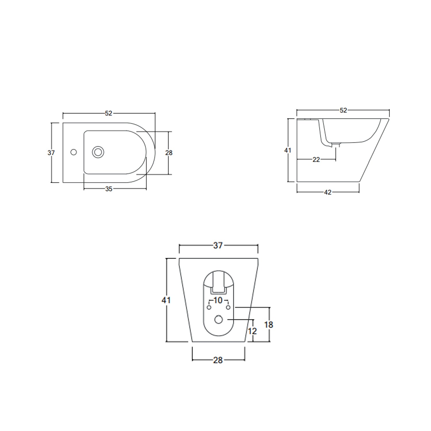 Sanitari filomuro senza brida con copriwater soft close BathCore serie Cuore L 37 x P 52 x H 41 cm – Bianco lucido
