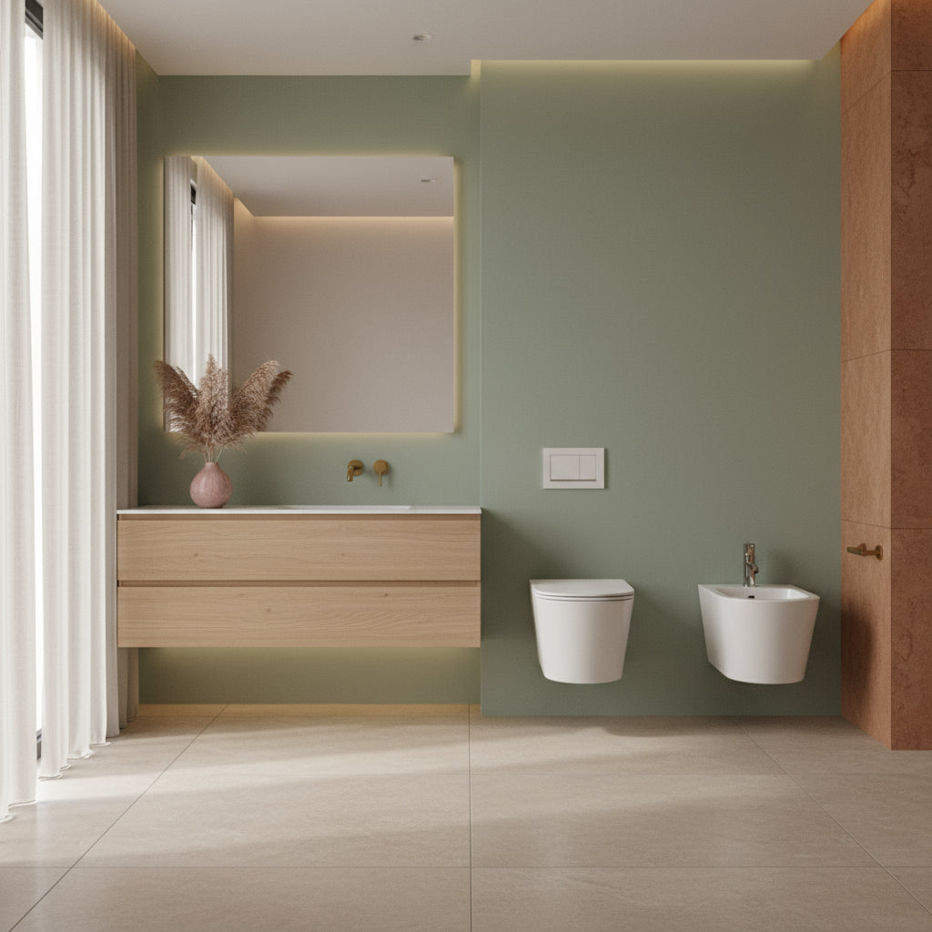 Sanitari sospesi senza brida con copriwater soft close BathCore serie Cuore L 36 x P 52 cm – Bianco lucido