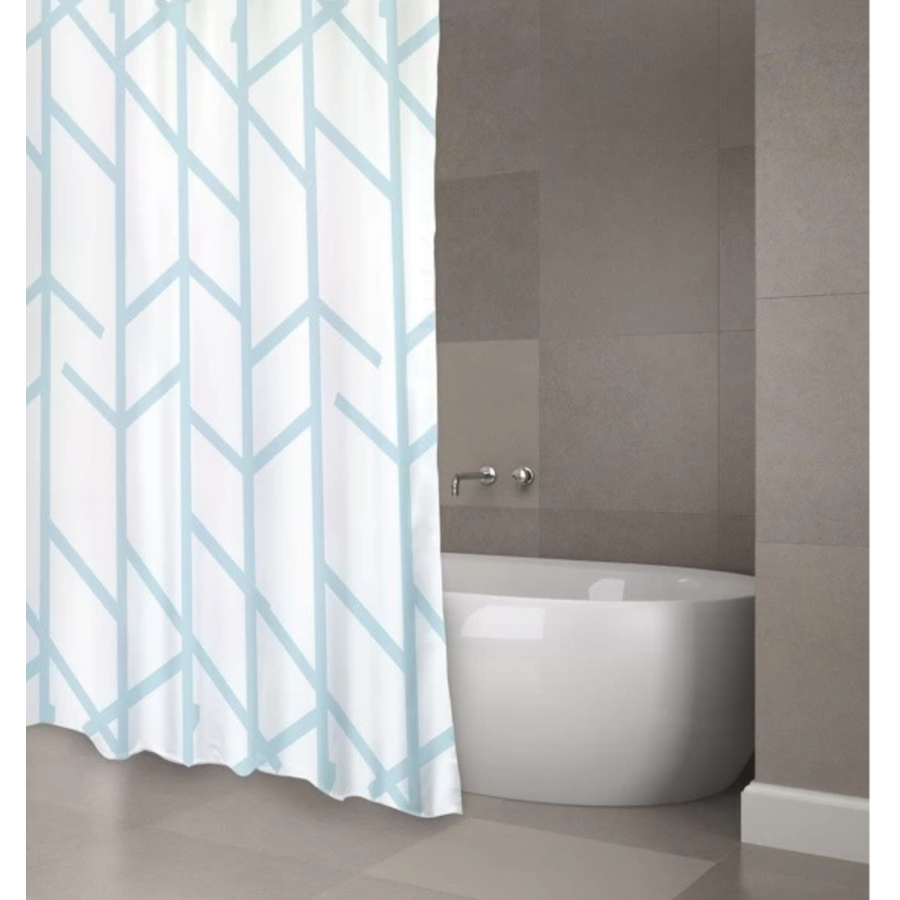 Tenda da doccia anti-muffa in poliestere 100% blu collezione ARBRE by CeramicStore | Lo specialista del tuo bagno