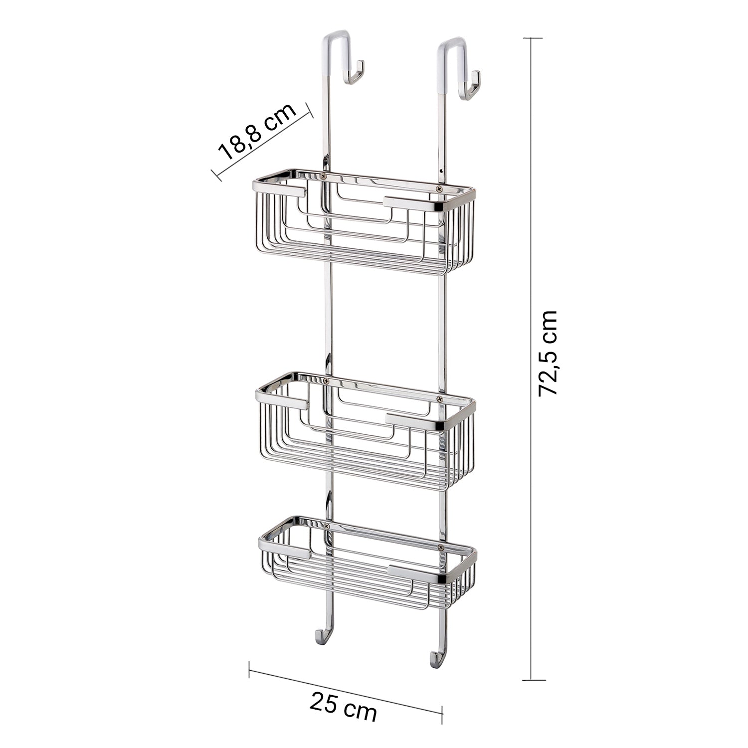 Portaoggetti doccia appendibile a 3 ripiani in Ottone modello Apollo di Gedy - Cromato by CeramicStore | Lo specialista del tuo bagno