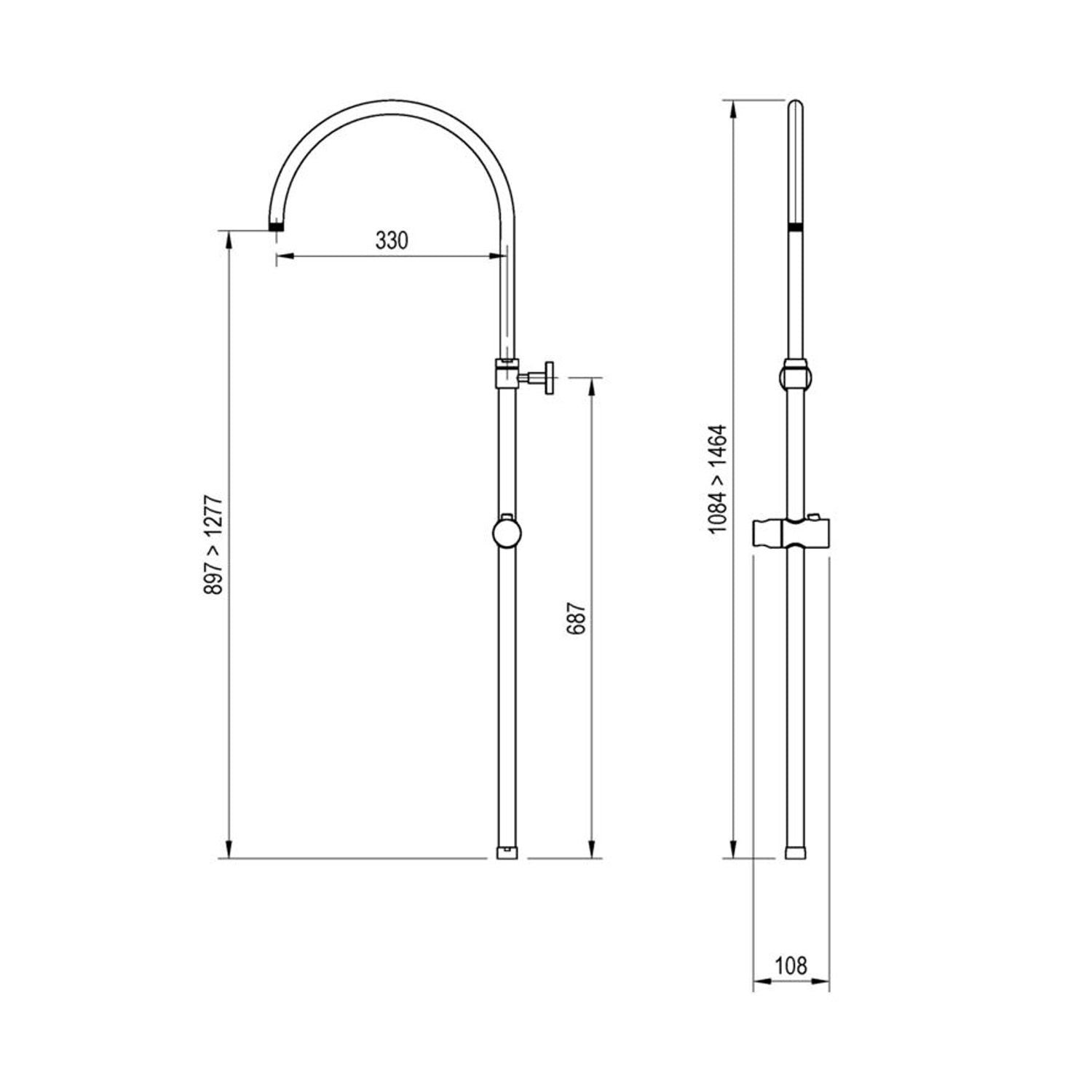 Colonna doccia C37 regolabile e orientabile con deviatore e attacco 3/4F by CeramicStore | Lo specialista del tuo bagno