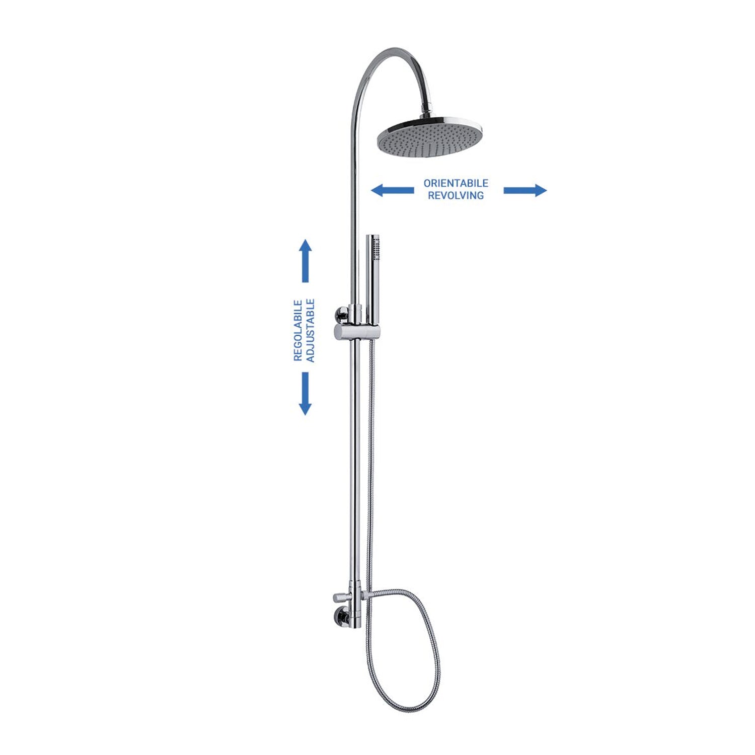 Colonna doccia C37 regolabile con presa acqua a muro e soffione 220mm by CeramicStore | Lo specialista del tuo bagno