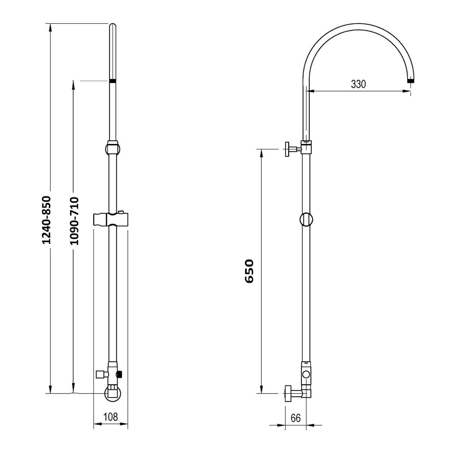 Colonna doccia C37 regolabile con presa acqua a muro e soffione 220mm by CeramicStore | Lo specialista del tuo bagno