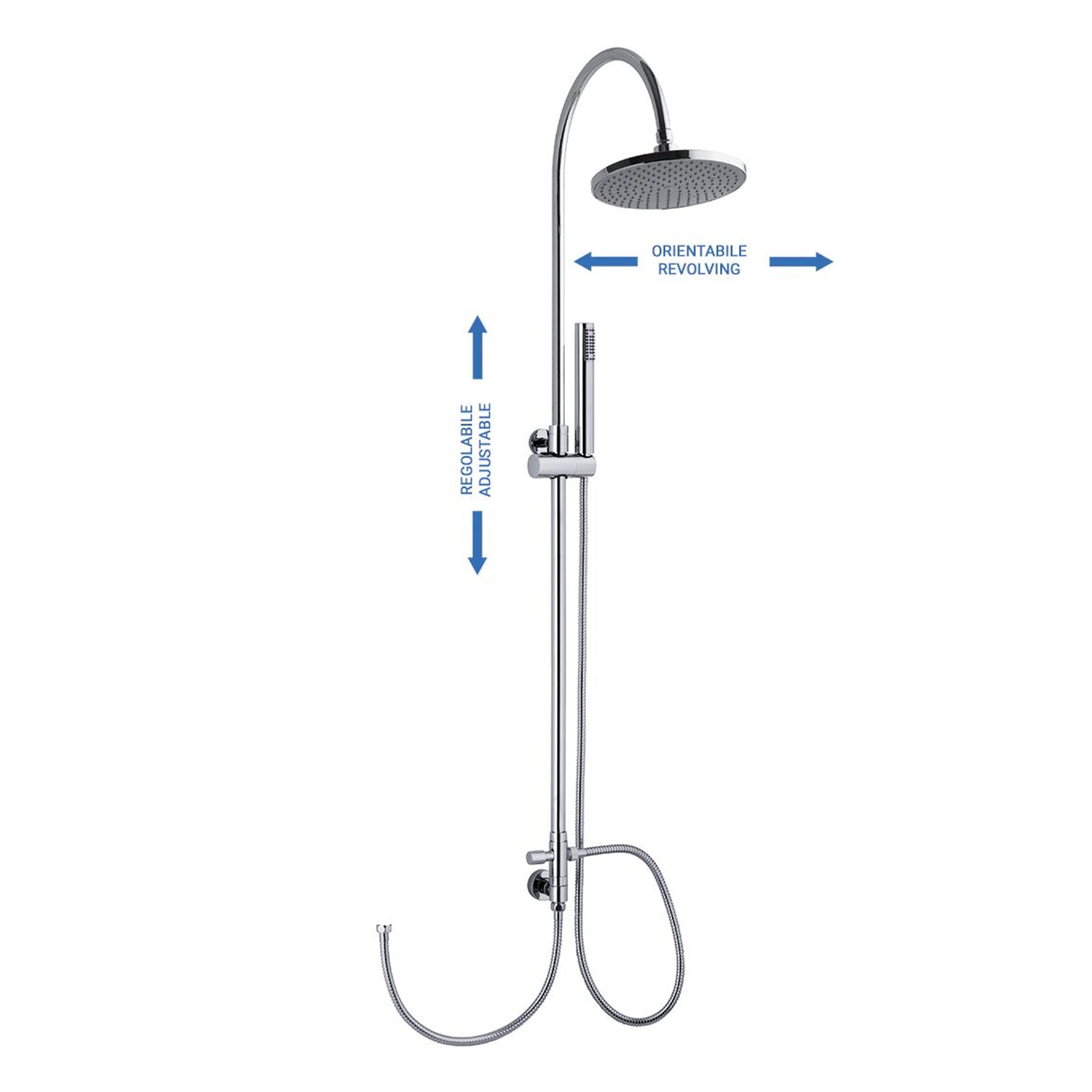 Colonna doccia C37 regolabile con attacco flessibile e soffione 220mm by CeramicStore | Lo specialista del tuo bagno