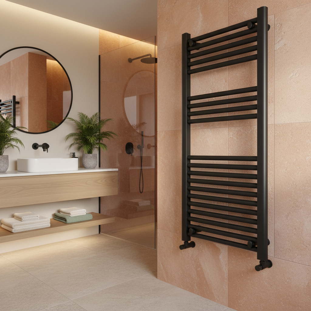 Termoarredo CSRadiators dritto Misure H 77 x L 50 cm Interasse 45 cm - Colore Nero opaco