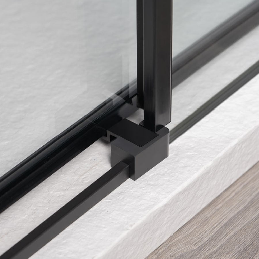 Porta doccia scorrevole per nicchia da 100 cm in cristallo da 6 mm con profilo alluminio Nero versione Destra by CeramicStore | Lo specialista del tuo bagno
