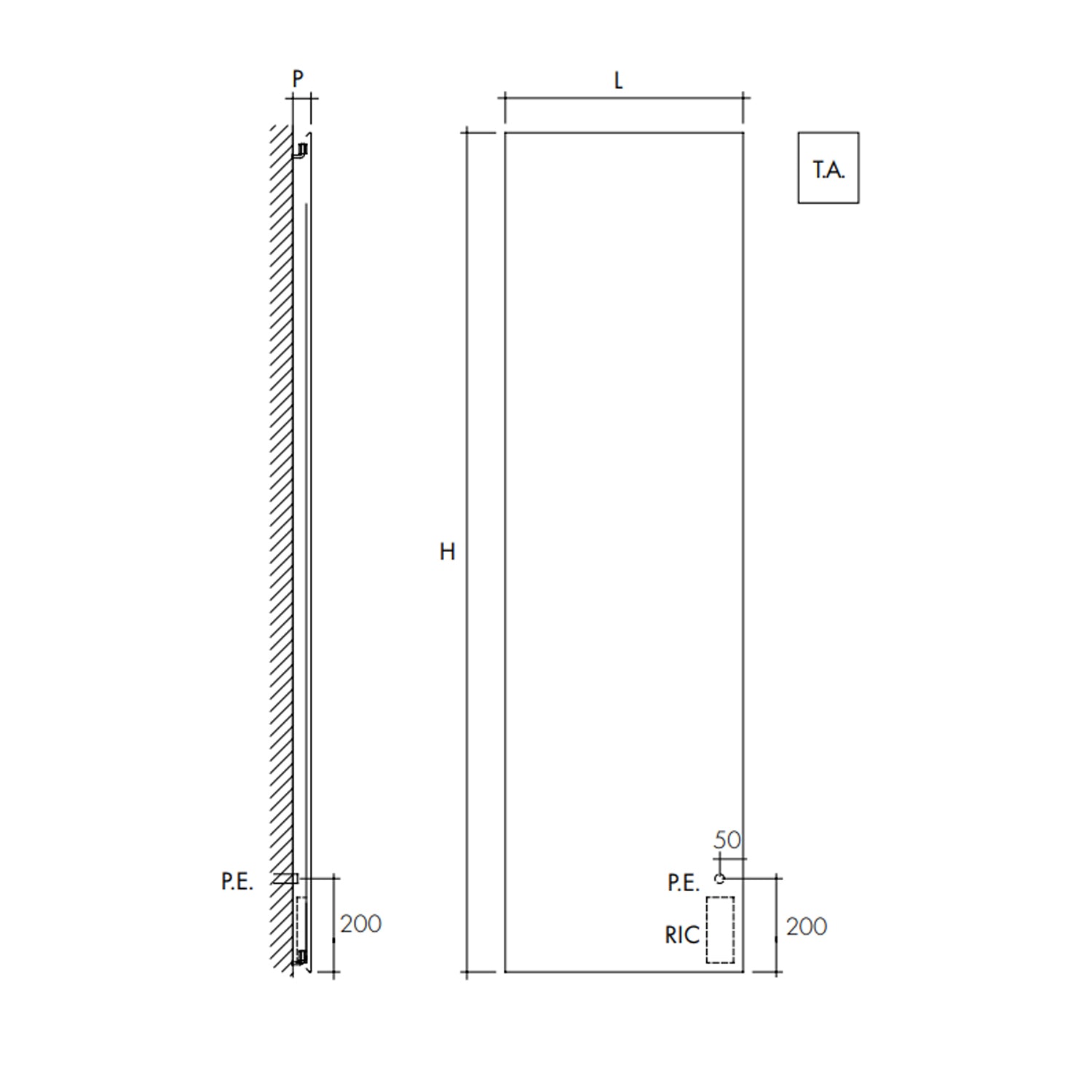 Termoarredo elettrico a piastra verticale modello TermoCrea Bianco 1800x510 mm - Scirocco by CeramicStore | Lo specialista del tuo bagno