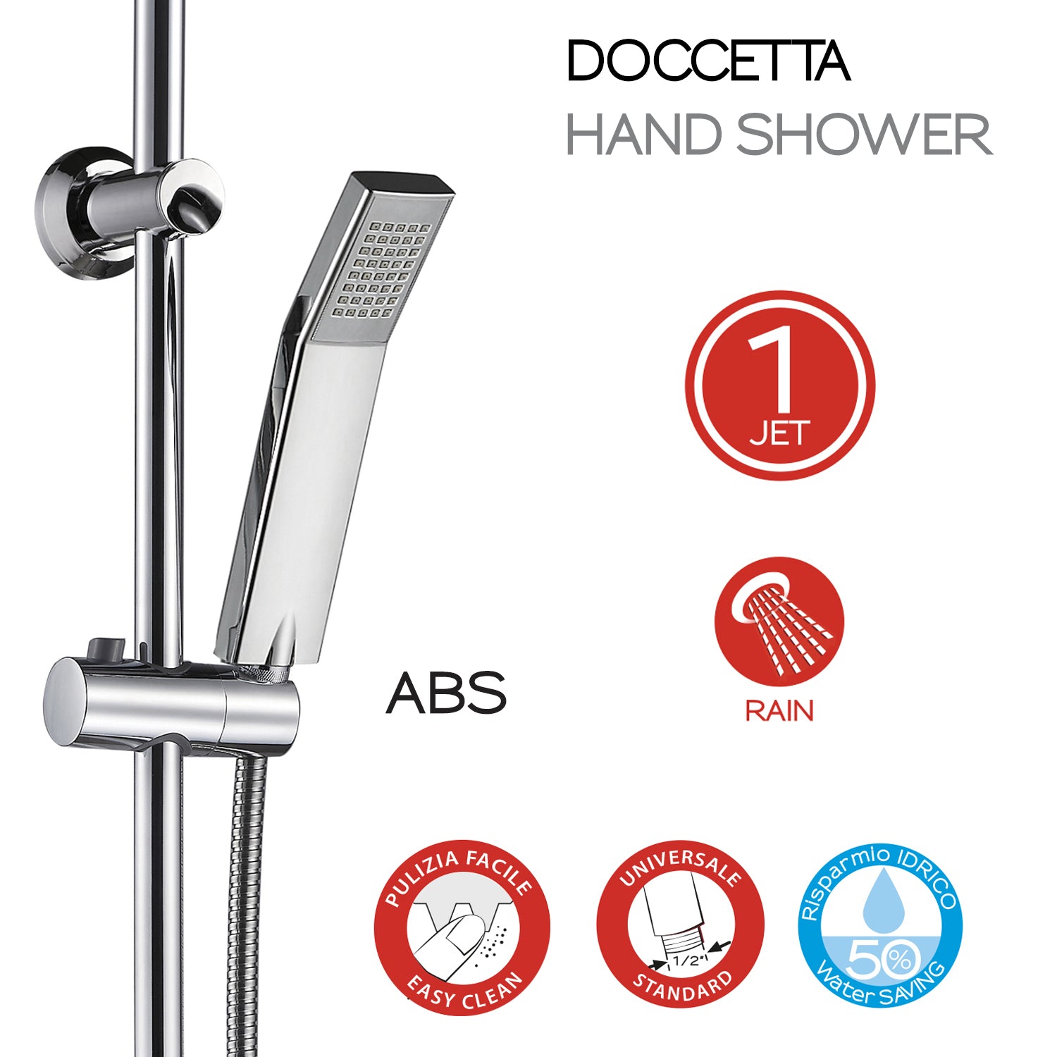 Colonna doccia regolabile da 100 cm con soffione, doccetta e deviatore Easy by CeramicStore | Lo specialista del tuo bagno