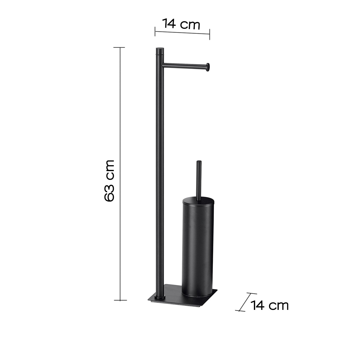 Piantana in Acciaio Inox con portarotolo e scopino Gedy serie Trilly - Nero Matt