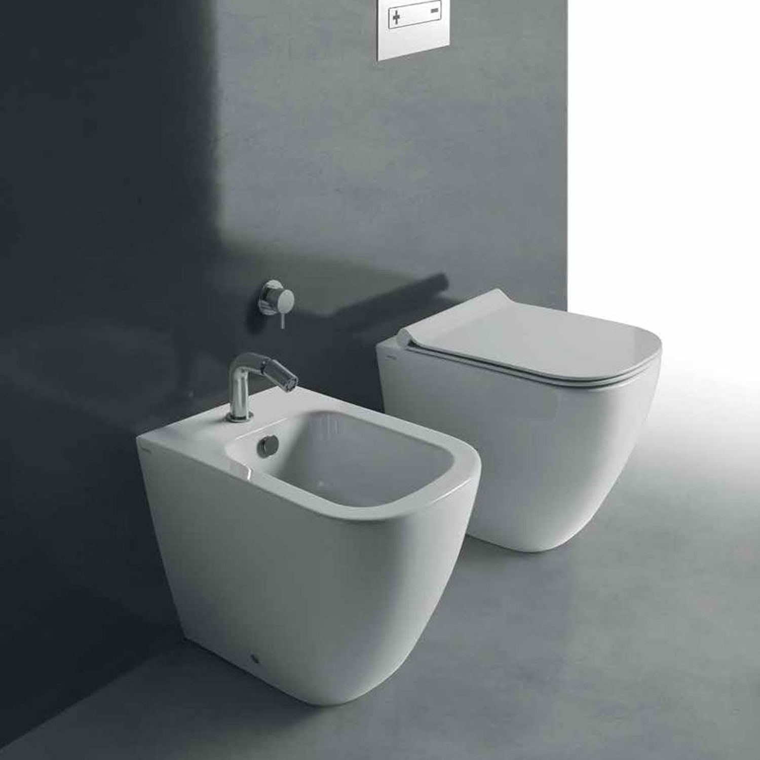 Bidet filomuro monoforo 55x35 cm serie MEG11PRO di Ceramica Galassia