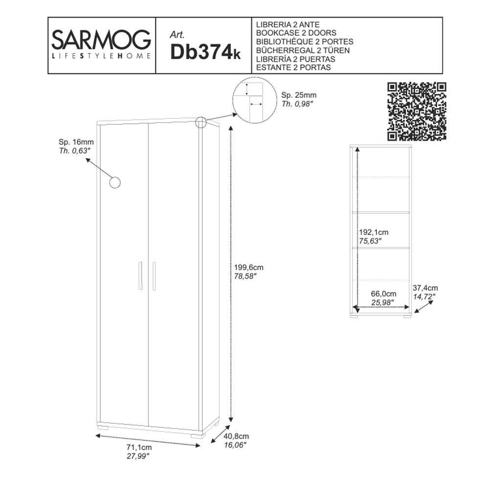 Mobile a due Ante con 4 ripiani di cui 2 regolabili finitura Struttura Cemento / Finitura Cemento by Sarmog by CeramicStore | Lo specialista del tuo bagno