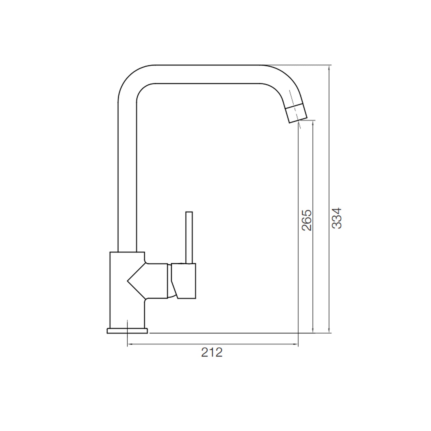 Miscelatore monocomando Rubiflux modello Altair con canna alta quadra - Cromo