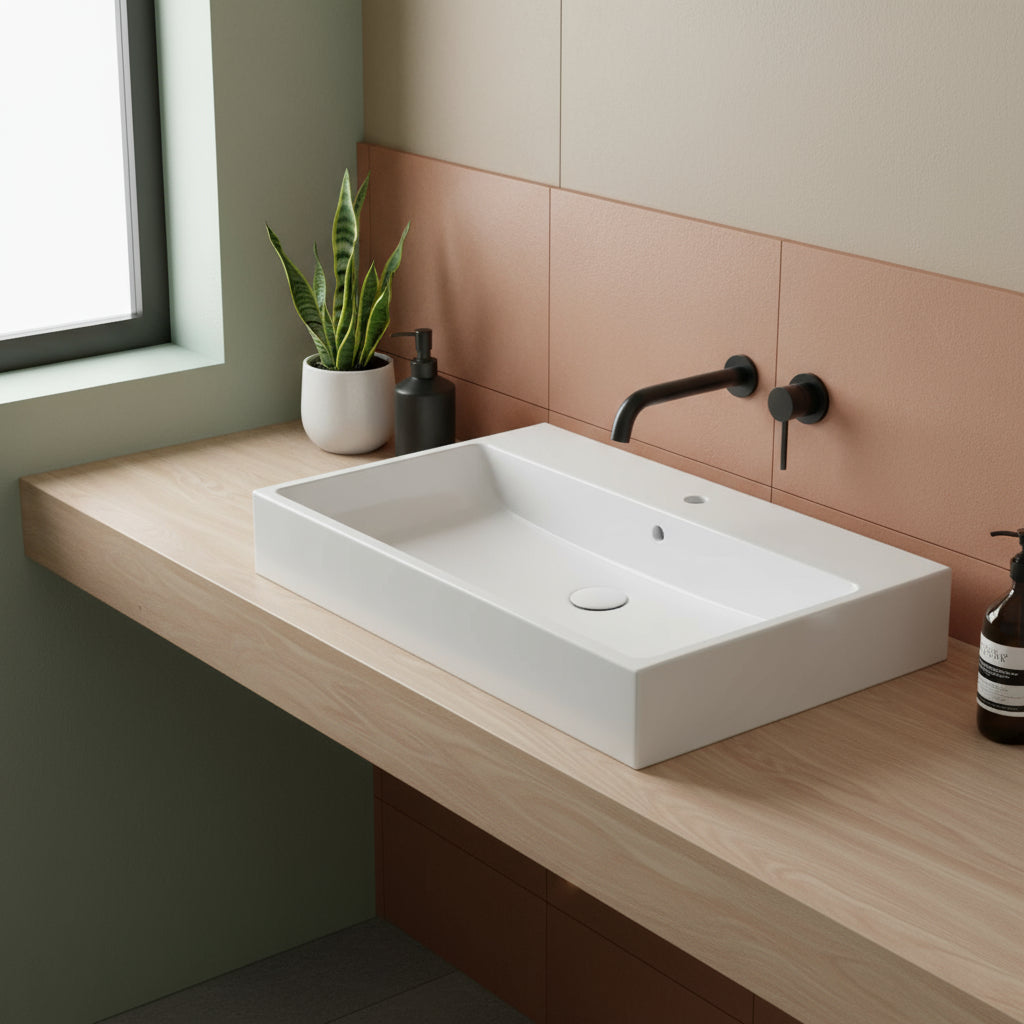 Lavabo Sospeso o da Appoggio di Ceramica Globo modello Classic 80x50