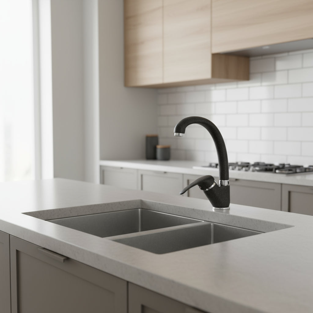 Miscelatore monocomando lavabo cucina con bocca girevole granito nero by CeramicStore | Lo specialista del tuo bagno