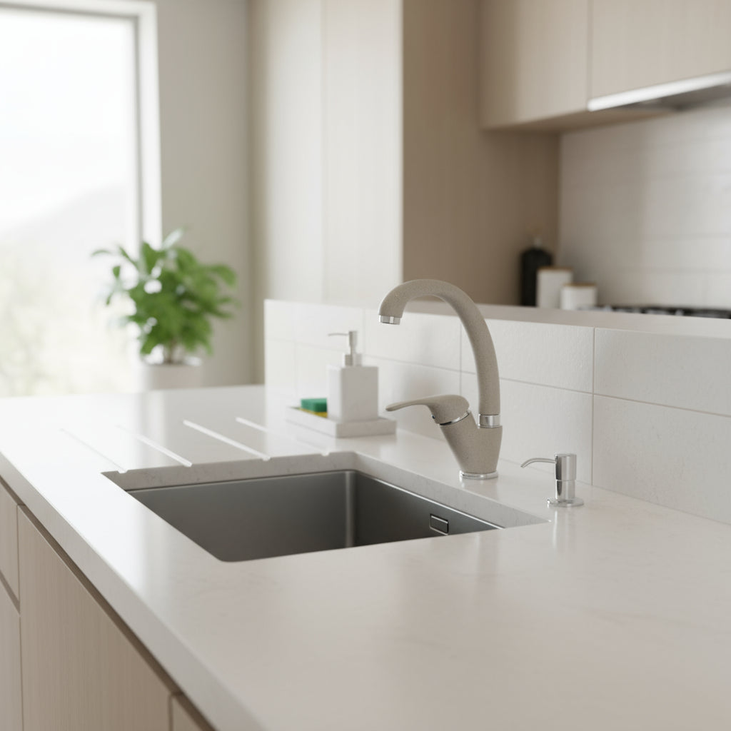 Miscelatore monocomando lavabo cucina con bocca girevole granito beige by CeramicStore | Lo specialista del tuo bagno