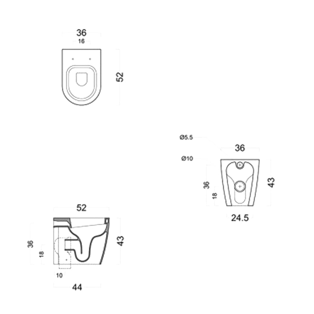 WC senza Brida Filo muro Falerii Foglia Medium con sedile softclose