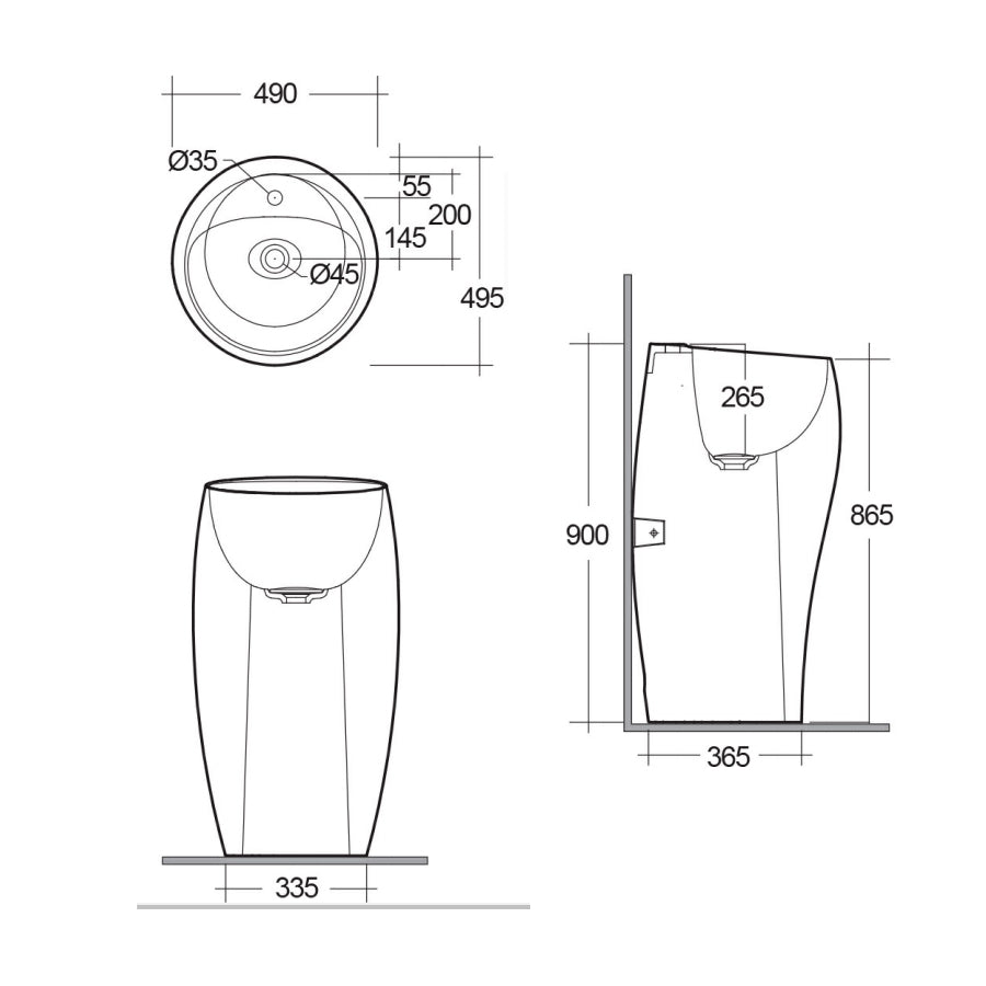 Lavabo monoblocco freestanding modello Cloud di Rak Ceramics Bianco Opaco by CeramicStore | Lo specialista del tuo bagno