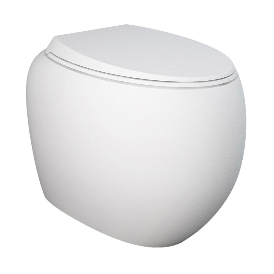 Coppia di sanitari filomuro con wc senza brida modello Cloud di Rak Ceramics compreso coprivaso cm 56 Bianco Opaco
